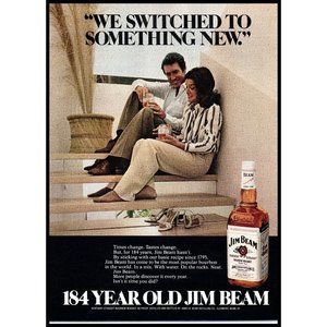 1979 Jim Beam Bourbon Vintage Print Ad 70s Modern Architecture Stairs Wall Art